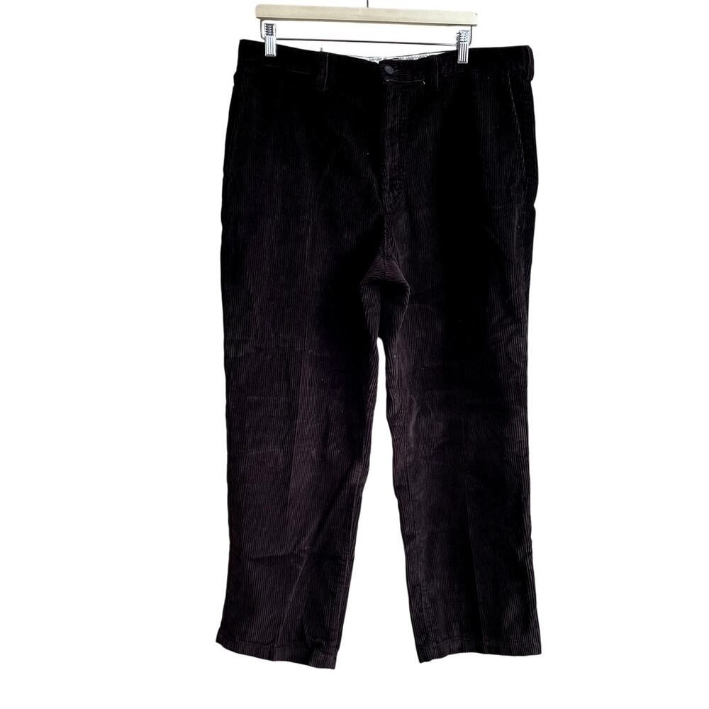 NWT Perry Ellis Cotton premium corduroy brown flat front trousers men's 38 X 29